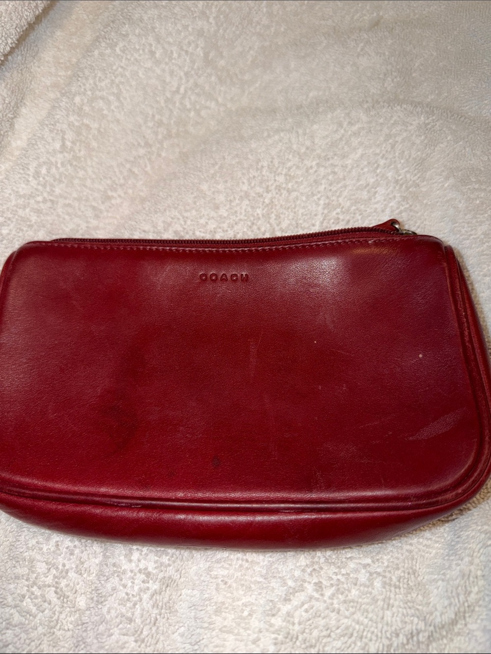 Coach Red Leather Toiletry Pouch